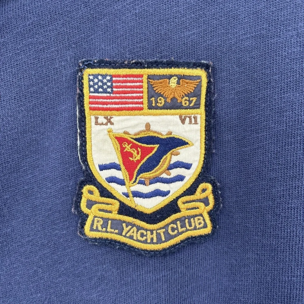 Polo Ralph Lauren Shirt Mens 2XL Blue Rugby RL Yacht Club Nautical Flag Spellout